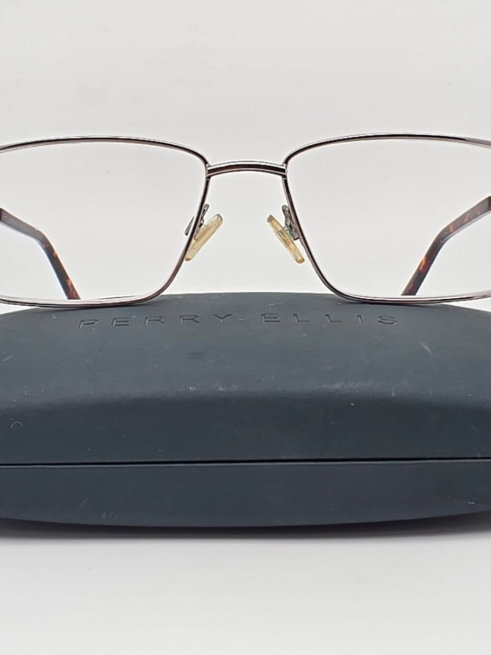 Perry Ellis PE446-2 Silver Tortoise Eyeglasses Frame w/ Flexhinge and Case 54mm